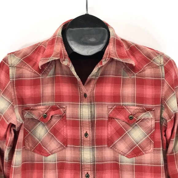 Chaps Denim Long Sleeve Western Shirt Women's Medium Plaid 100% Cotton Casual - Picture 2 of 11